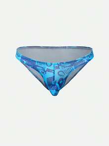 Men's All-Over Print Low-Rise Sexy Briefs - Blue - View 6