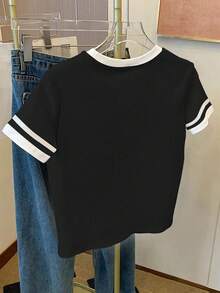 EMERY ROSE 女士T恤 / 休闲、简约、时尚上衣 / 时尚T恤、精美T恤 / 女士宽松休闲撞色圆领T恤 / 春夏 - 彩色 - 查看 2