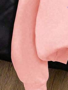 SHEIN Young Girl' Fleece Sweatshirt - Black - Pink - View 3