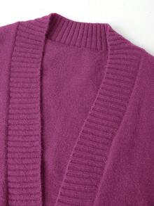 Ellevyn Áo len cardigan dệt kim tay dài buộc eo màu trơn dành cho nữ vào mùa thu/đông - Màu tím  Violet - Xem 3