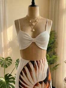 Women's Summer Vacation Casual Printed Spaghetti Strap Dress - White - View 5