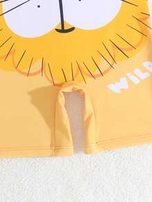 男童可爱动物印花连体短袖泳衣，适合度假、夏季游泳 - 彩色 - 查看 6