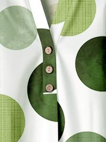 EMERY ROSE Bộ đồ 2 món gồm áo cổ khoét in chấm bi cỡ lớn và quần ống rộng màu trơn, thích hợp cho kỳ nghỉ xuân/hè. - Nhiều màu - Xem 4