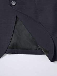 男士浅灰色V领休闲西装套装，春夏款 - 深灰色 - 查看 4