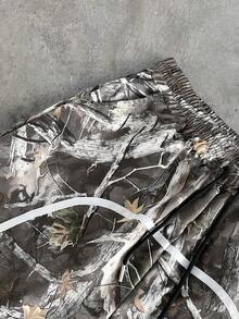 AXEPEAK Men's Summer Casual Fashion Street All-Over Print Contrast Piping Drawstring Waist Shorts - Multicolor - View 4