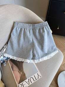 Resyla 蕾丝边时尚简约女式短裤 - 淺灰色 - 查看 2