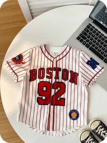 男婴套装，短袖裙，棒球夹克，短袖衬衫，舒适百搭，休闲时尚，日常运动街头风，适合春、夏、秋、冬、室内、日常、运动、派对、拍照、节日、街头穿搭、运动服、圣诞节、新年等场合。男婴球衣，男婴服装，棒球衫。 - 白色 - 查看 6