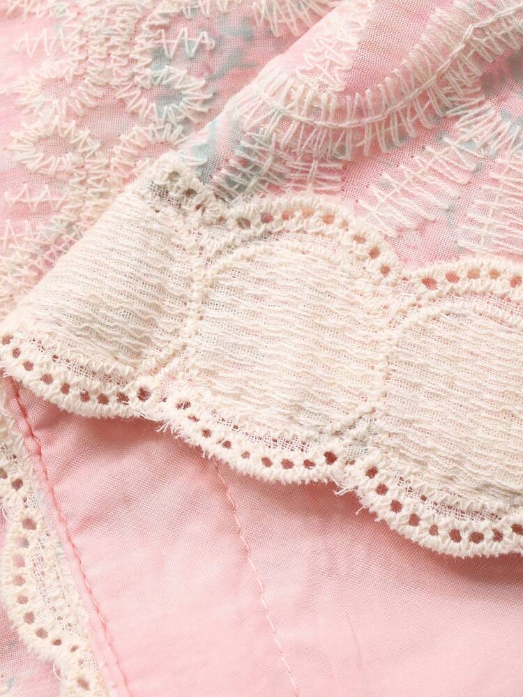 2pcs/Set French Elegant Polka Dot Lace Embroidery Dress, Fashionable & Chic Young Ladies Outfit Easter