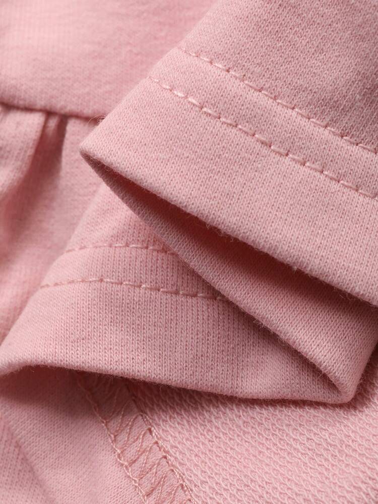 Young Girl Summer Casual Commuting Unicorn Embroidery Contrast Color Polo Collar Puff Sleeve Ruffle Hem Loose Dress