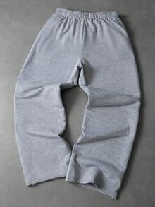 Manfinity EMRG 男士现代休闲樱花印花运动裤，潮流街头风，适合休闲、通勤、上学、度假穿着，送给丈夫或男友的绝佳礼物，男女皆宜的情侣套装 - 灰色 - 查看 2