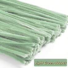 400根柔韧绿色雪尼尔绒条，多种绿色绒条可选，用途广泛，易于扭转弯曲，可用于DIY手工制作，例如制作郁金香、树叶、动物、圣诞树、母亲节礼物和各种创意项目——是艺术和手工爱好者、圣诞节项目和清洁的理想之选——经久耐用，可折叠，色彩缤纷。 - 綠色 - 查看 24