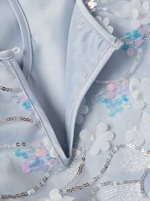 SHEIN Bộ 2 món cho bé gái tuổi teen, gồm váy in hoa và áo khoác cardigan, kiểu dáng công chúa thanh lịch. - Nhiều màu - Xem 5