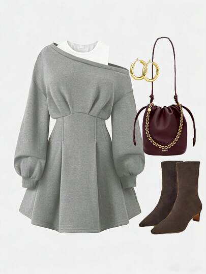 Sparklyn Teen GirlPatchwork Ribbed Camisole Design Asymmetrical Waist Midi Dress, Suitable For Casual Occasions Like Daily Wear, Outing, Commuting, Party, Fit For 13-16 Years Old Teenage Girls