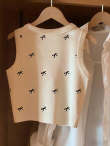 EMERY ROSE Bestselling Bow Decor Round Neck Casual Fashion Women Tank Top - Multicolor - View 2