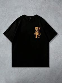 Manfinity LEGND 男士熊印花黑色圆领休闲短袖T恤 Grizzly Tee 男士T恤 Y2K图案T恤 图案T恤 男士恐怖T恤 Y2K服装 男士T恤 - 黑色 - 查看 2