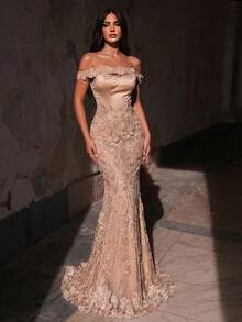 Glamrae Đầm đuôi cá sang trọng, đính cườm và sequin, tay áo hoa tua rua, phù hợp cho đám cưới, tiệc tùng, kỳ nghỉ, dạ hội và các dịp trang trọng (đính kết rất cầu kỳ). - xanh quân đội - Xem 7