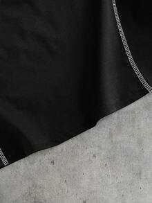 AXEPEAK Men's Graphic Print Contrast Trim American Hustle Sports Tank Top - Black - View 3