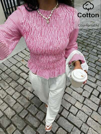 Siren Gaze Women's Striped Print Long Sleeve Shirt