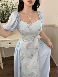 Modelyn Vestido blanco de tela especial para vacaciones, de moda y romántico para mujeres