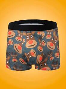 3条/套 可爱动物数码印花 舒适休闲 男士平角内裤 - 彩色 - 查看 4