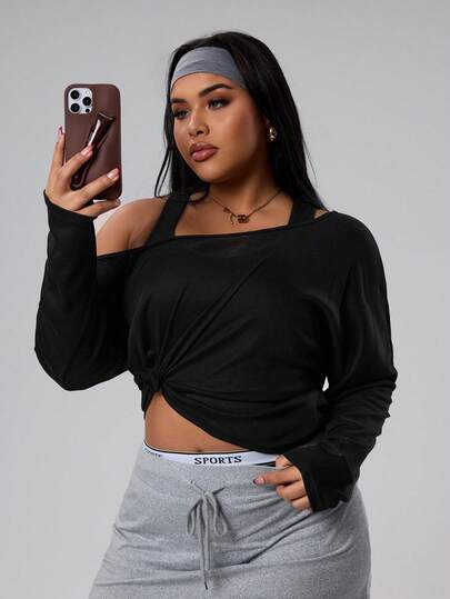 Rhythm Era 女士不规则肩部宽松短袖运动T恤，雪花纹理薄纱面料，适合瑜伽、跑步、日常休闲穿着，大码尺码