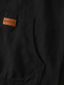 HIMLAND 男士梭织修身撞色拼接长袖休闲衬衫外套，适合秋冬季穿着 - 黑色 - 查看 7