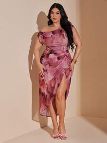SHEIN BAE Đầm búp bê cổ yếm màu vàng dành cho phụ nữ cỡ lớn - Nhiều màu - Xem 3