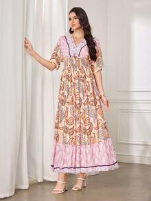 Al Najma Đầm Ả Rập kiểu dáng Bohemian mùa hè dành cho nữ, họa tiết Paisley, thắt eo. - Nhiều màu - Xem 4