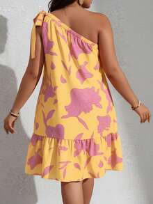 Sunserae Vestido sin mangas con volantes en el bajo, con tirantes de lazo y hombros descubiertos, en talla grande, adecuado para primavera y verano, atuendo de playa - Amarillo claro - Ver 2