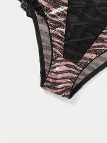 ROMWE Goth Tanga de encaje gótico con tirantes cruzados, talla grande, pieza única - Rosa - Ver 4