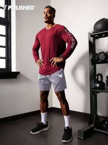 GymBeat Boyfriend Style Men's Bull Print & Letter Webbing Casual Shorts,Gym Clothes Grey Shorts - Grey - View 4