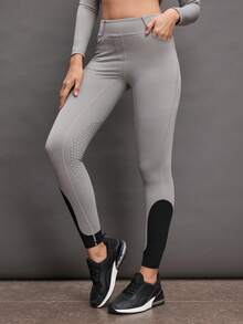 Activina Women's Stitching Splice Tight Fit Professional Equestrian Pants - Grey - View 4