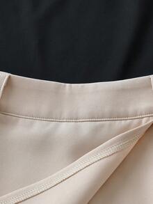 Franclia 女士时尚休闲黑色吊带背心，百搭通勤修身款卡其色阔腿短裤裙，两件套，春夏装 - 彩色 - 查看 4