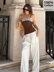 Siren Gaze 2025 Women's Spring/Summer New Design Lace Trim Camisole Top, Unique Minimalist Short Cropped Camisole Milkmaid Top Brown Top Lace Top Brown Lace Top Lace Cami Lace Trim Top Milkmaid Style Top Lace Cami Top Brown Camisole - Coffee Brown - View 8