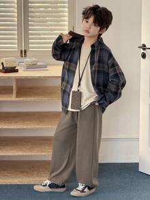 Dazy Kids Tween Boy Solid Color Drawstring Waist Casual Pants - Olive Green - View 2