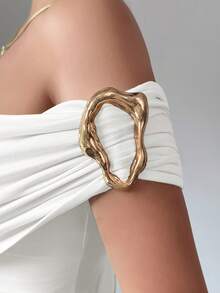 Rafferiza Blusa ajustada de un hombro con dobladillo asimétrico decorado, elegante para el verano - Blanco - Ver 6