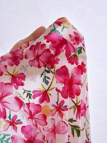 SHEIN 2pcs/Set Girls Cute Summer White Milk Silk Floral Print Round Neck Flutter Sleeve Top And Butterfly Elastic Waist Skirt,Tea Party Vacation Outfit - White - View 8