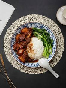 Wheat Ear Hot Stamping Placemat And Cup Mat Combination Set PVC Anti Slip And Heat-Insulating Hotel Restaurant Anti Scalding Western Style Mat 4-Piece Set/8-Piece Set/12 Piece Set/16 Piece Set - Gold - View 7