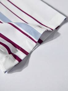 Manfinity Homme Áo sơ mi tay ngắn dáng casual, in sọc, cài cúc phía trước (họa tiết không đều) - Nhiều màu - Xem 3