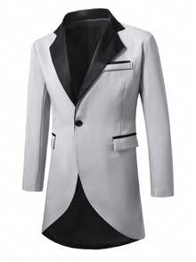 Manfinity AFTRDRK Men's Business Casual Patchwork Long Sleeve Suit Jacket - Grey - View 1