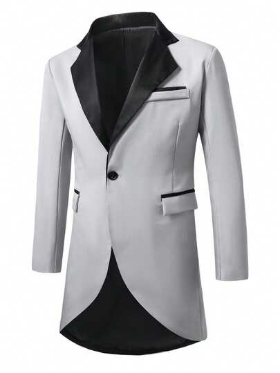 Manfinity AFTRDRK Men's Business Casual Patchwork Long Sleeve Suit Jacket