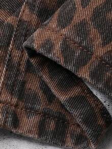 DAZY Teen Girl Leopard Print Slant Pocket Casual Denim Mini Skirt