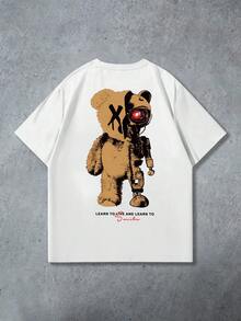 Manfinity LEGND 男士卡通印花圆领休闲百搭通勤短袖T恤 - 白色 - 查看 5