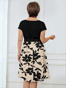 Medorina Đầm nữ tay lửng thắt eo, phù hợp cho mùa xuân và mùa hè. Đầm hoa đen trắng, đầm hoa thanh lịch, đầm hè thanh lịch cho nữ, đầm hoa nữ, đầm thanh lịch, đầm thường ngày cho nữ, trang phục thường ngày cho nữ mùa xuân, thường ngày. - Nhiều màu - Xem 2