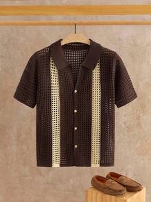 HIMLAND Men's Casual Hollow Out Faux Cashmere Loose Cardigan Sweater, Spring/Summer - Multicolor - View 8