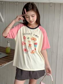 DAZY Tween Girls' Casual Colorblock Sweet Print T-Shirt, Summer - White - View 4