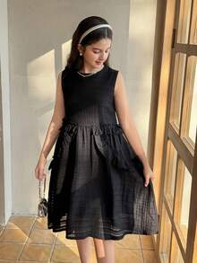 Dazy Kids Girls Sleeveless Round Neck Dress, Tween Girl Fall Clothes Summer - Black - View 6