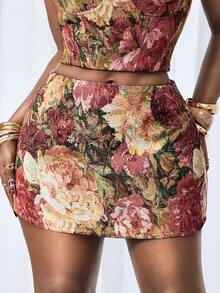 BamGleam Jacquard Woven Elastic-Free Super Short Sexy Mini Skirt - Multicolor - View 4