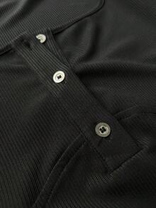 Coolane Đầm ngắn ôm dáng, chất liệu cotton dệt kim gân, kiểu dáng grunge, giặt mài, dành cho nữ, thích hợp mặc mùa xuân/hè. - màu đen - Xem 8
