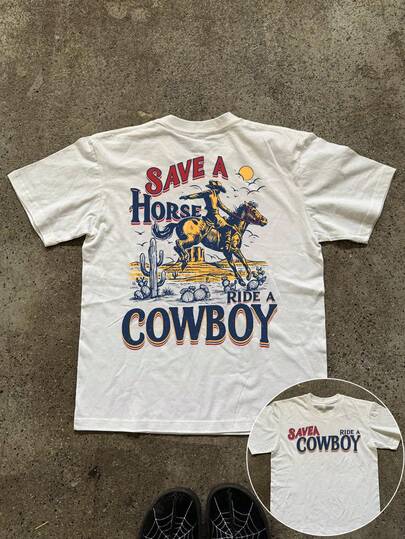 Glimmora Áo thun nữ tay ngắn cổ tròn in chữ và hình hiệp sĩ